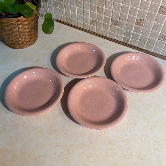 Vintage 14 piece Pink Speckled Granite Japan Stonware plate set Barbiecore - Picture 8 of 14